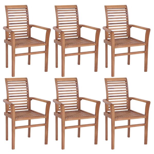 vidaXL Chaises empilables à manger lot de 6 bois de teck solide