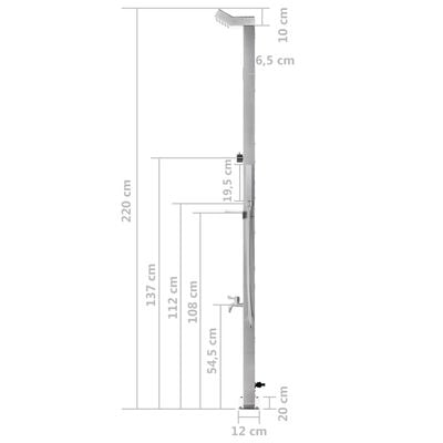 vidaXL Douche de jardin 220 cm Acier inoxydable