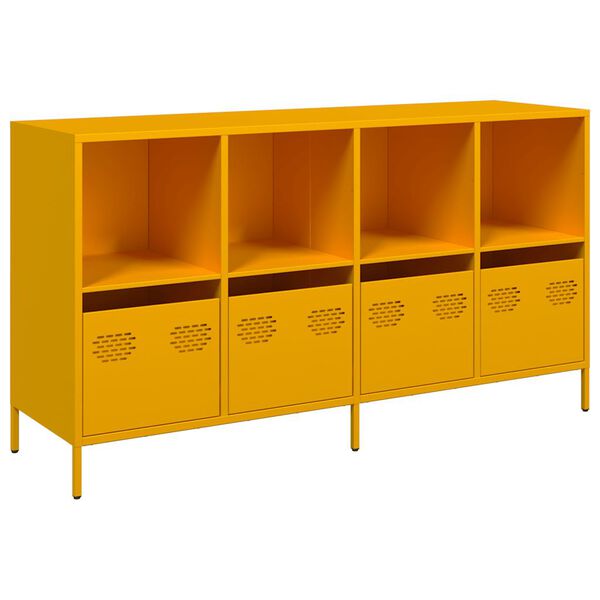 vidaXL Buffet jaune moutarde 135x39x73,5 cm acier laminé à froid