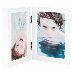 vidaXL Cadre photo d&eacute;pliable en deux Blanc 2x(13x18 cm)