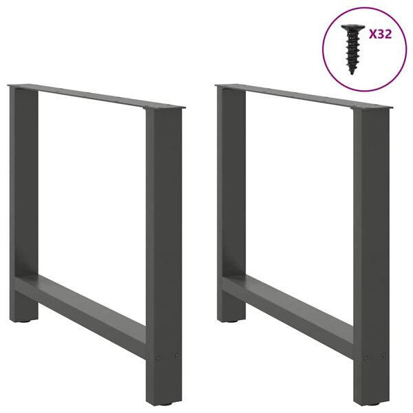 vidaXL Pieds de table à manger Anthracite 2 pièces 90 x (72-73) cm Acier