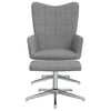 vidaXL Chaise de relaxation avec tabouret Gris clair Tissu