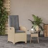 vidaXL Chaise inclinable de jardin coussins m&eacute;lange beige poly rotin