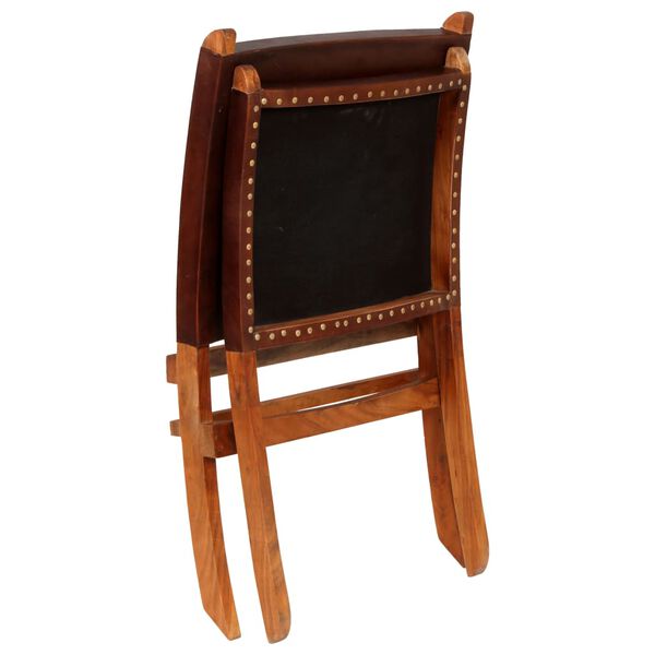 vidaXL Chaise de relaxation pliable Marron Cuir v&eacute;ritable