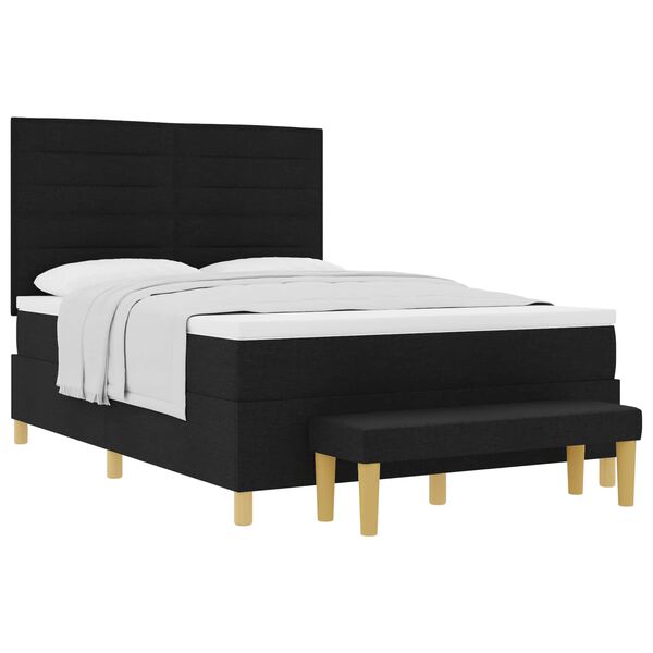 vidaXL Lit &agrave; ressorts avec matelas Noir 160 x 200 cm tissu