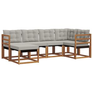 vidaXL Ensemble de canap&eacute;s d'ext&eacute;rieur 6 pc Gris Naturel et Clair