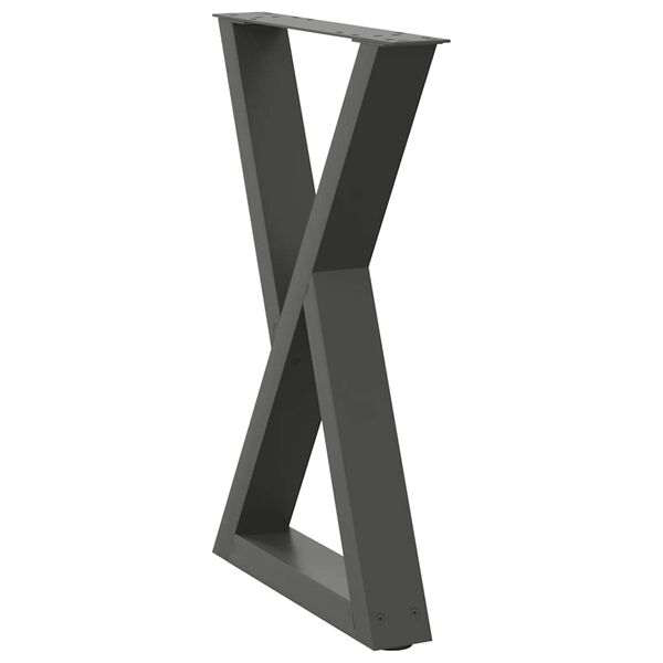 vidaXL Pieds de table &agrave; manger 2 pi&egrave;ces Anthracite 50 x (72-73,3) cm Acier
