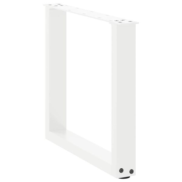 vidaXL Pieds de table basse en U, 2 pi&egrave;ces, blanc, 50 x (42-43) cm, acier