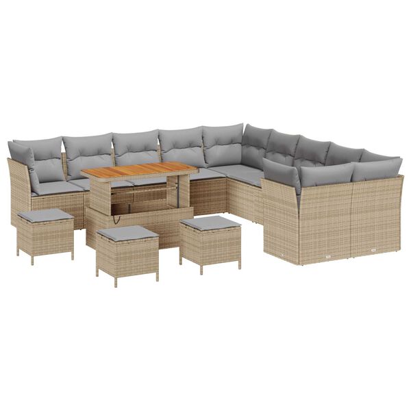 vidaXL Ensemble de canap&eacute; de jardin 14 pcs Beige et Gris clair
