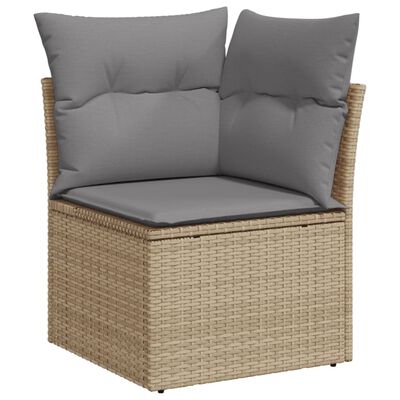 vidaXL Salon de jardin avec coussins 14 pcs beige résine tressée