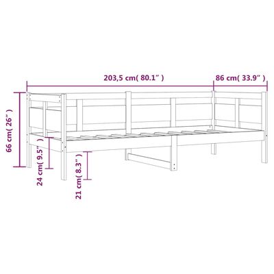 vidaXL Lit de jour sans matelas bois de pin massif 80x200 cm