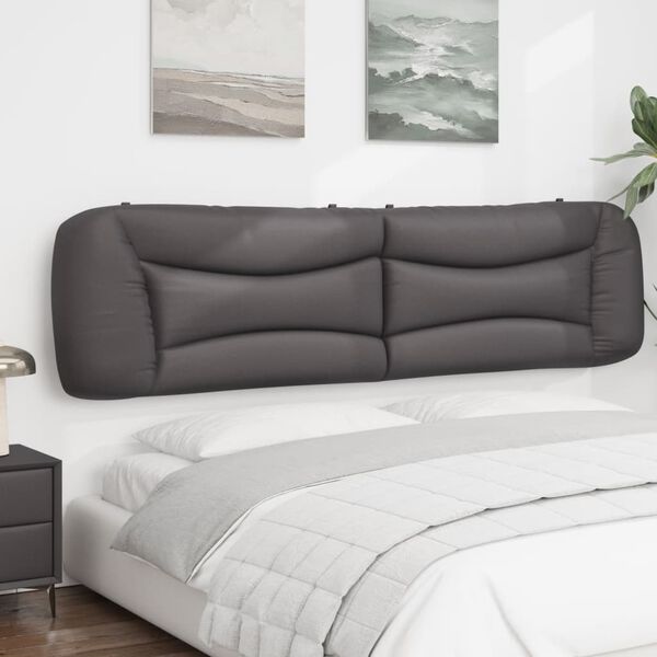 vidaXL Coussin de t&ecirc;te de lit Hvar gris 200 cm similicuir