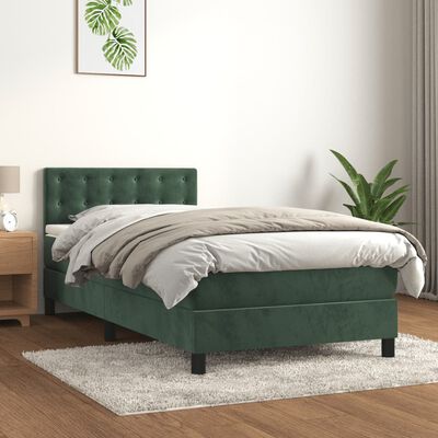 vidaXL Sommier à lattes de lit avec matelas Vert foncé 90x190 cm