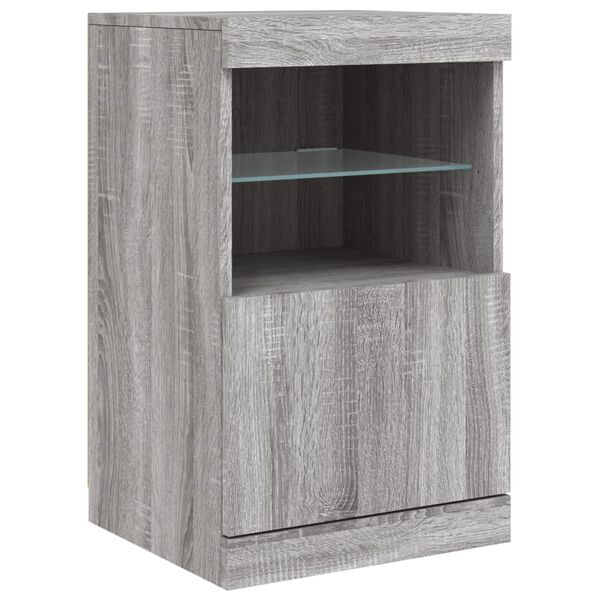 vidaXL Buffet avec lumi&egrave;res LED sonoma gris 41x37x67 cm