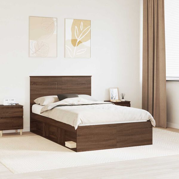 vidaXL Cadre de lit Ch&ecirc;ne brun 120 x 200 cm Bois de pin massif