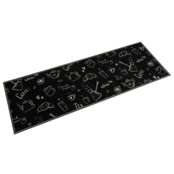 vidaXL Tapis de cuisine lavable imprim&eacute; Morning noir 60x180 cm velours