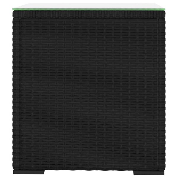 vidaXL Table d'appoint noir 40x37x40,5 cm poly rotin et verre tremp&eacute;