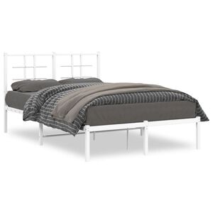 vidaXL Cadre de lit m&eacute;tal sans matelas et t&ecirc;te de lit blanc 120x200 cm