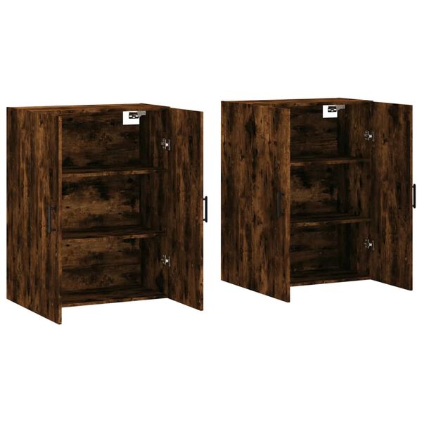 vidaXL Armoires murales 2 pcs ch&ecirc;ne fum&eacute; 69,5x34x90 cm
