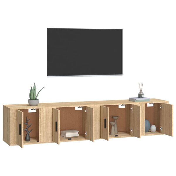 vidaXL Ensemble de meubles TV 4 pcs Ch&ecirc;ne sonoma Bois d'ing&eacute;nierie