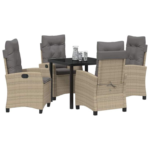 vidaXL Ensemble de salle &agrave; manger pour jardin 5 pcs Beige polyrotin