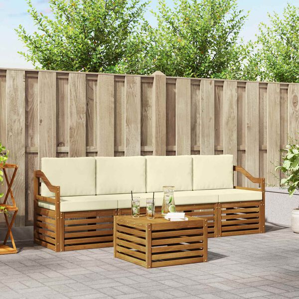 vidaXL Ensembles de canap&eacute;s avec coussin 5 pcs Naturel et Cr&egrave;me
