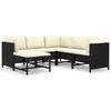 vidaXL Salon de jardin 6 pcs avec coussins R&eacute;sine tress&eacute;e Noir