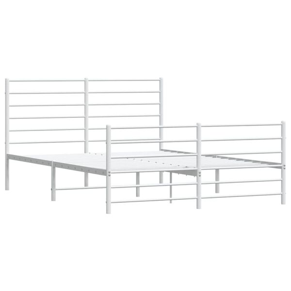 vidaXL Cadre de lit m&eacute;tal sans matelas et pied de lit blanc 140x190 cm