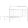 vidaXL Cadre de lit m&eacute;tal sans matelas et t&ecirc;te de lit blanc 150x200 cm