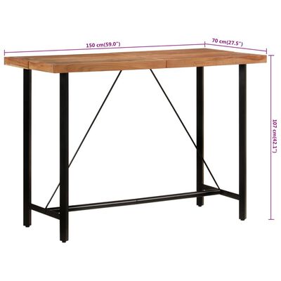 vidaXL Table de bar 150x70x107 cm bois massif d'acacia et fer