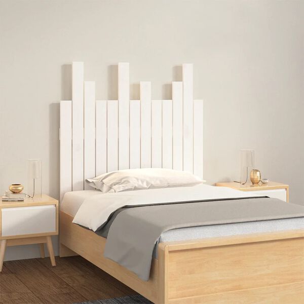 vidaXL T&ecirc;te de lit murale Blanc 82,5x3x80 cm Bois massif de pin