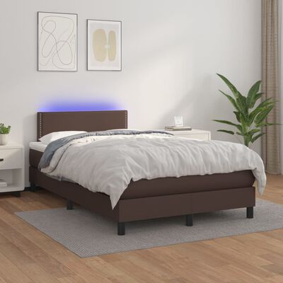 vidaXL Sommier à lattes de lit avec matelas et LED Marron 120x200 cm