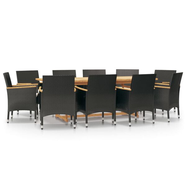 vidaXL Ensemble &agrave; manger de jardin 11 pcs avec coussins Noir