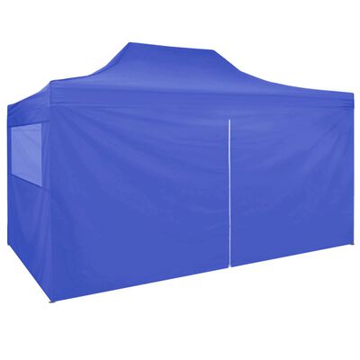 vidaXL Tente de réception pliable avec 4 parois 3x4 m Acier Bleu