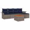 vidaXL Ensemble de canap&eacute; de jardin 6 pc Gris et bleu marine polyrotin