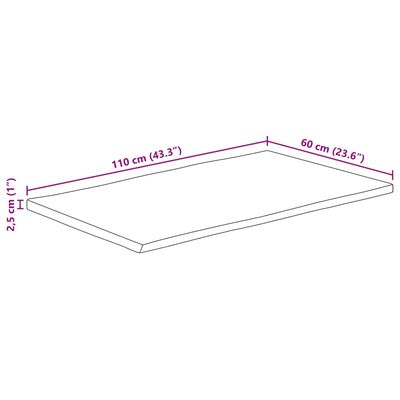 vidaXL Dessus de table 110x60x2,5cm rectangulaire bois massif d'acacia