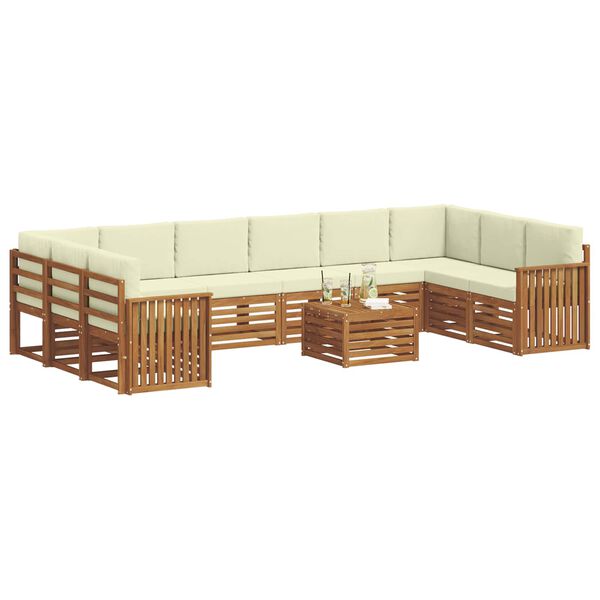 vidaXL Ensemble de canap&eacute; d'angle avec coussin 11 pcs Naturel et Cr&egrave;me