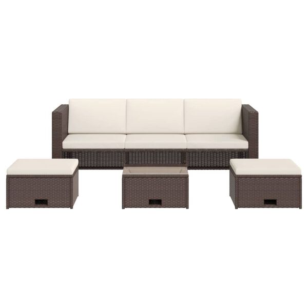 vidaXL Salon de jardin 4 pcs avec coussins R&eacute;sine tress&eacute;e Marron