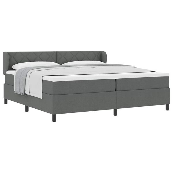 vidaXL Lit &agrave; ressorts avec matelas Gris fonc&eacute; 200 x 200 cm tissu