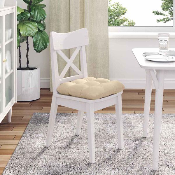 vidaXL Coussins de si&egrave;ge 4 pcs Cr&egrave;me 40 x 40 cm Tissu en microfibre