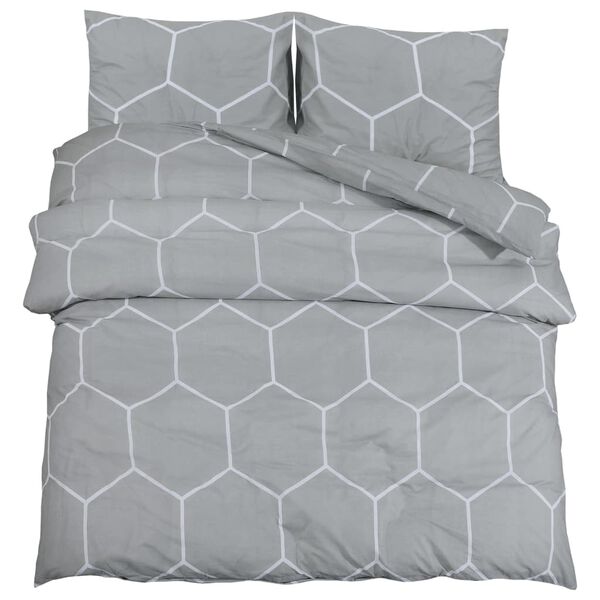 vidaXL Ensemble de housse de couette Gris 155x220 cm Coton
