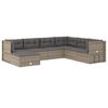 vidaXL Salon de jardin 7 pcs avec coussins Gris R&eacute;sine tress&eacute;e