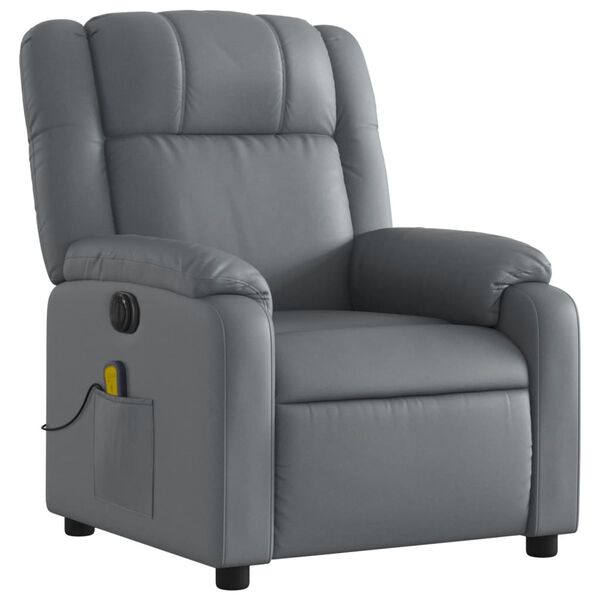 vidaXL Fauteuil de massage inclinable &eacute;lectrique gris similicuir