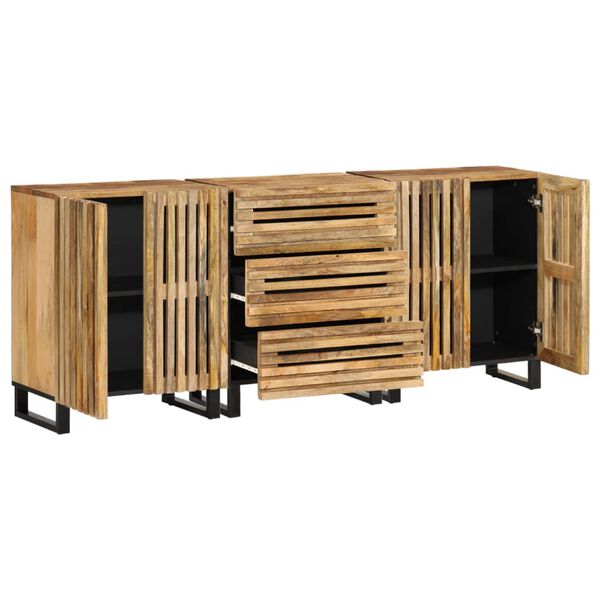 vidaXL Buffets 3 pcs 60x34x75 cm bois de manguier massif brut