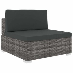 vidaXL Si&egrave;ge central sectionnel 1 pc et coussins R&eacute;sine tress&eacute;e Gris