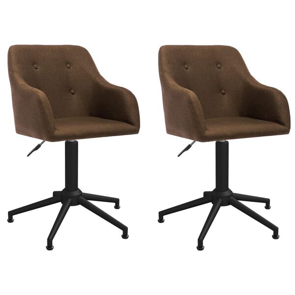 vidaXL Chaises pivotantes &agrave; manger lot de 2 marron tissu