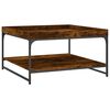 vidaXL Table basse ch&ecirc;ne fum&eacute; 80x80x45 cm bois d'ing&eacute;nierie et fer