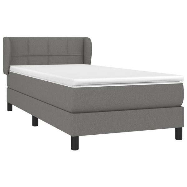 vidaXL Sommier &agrave; lattes de lit avec matelas Gris fonc&eacute; 100x200cm Tissu