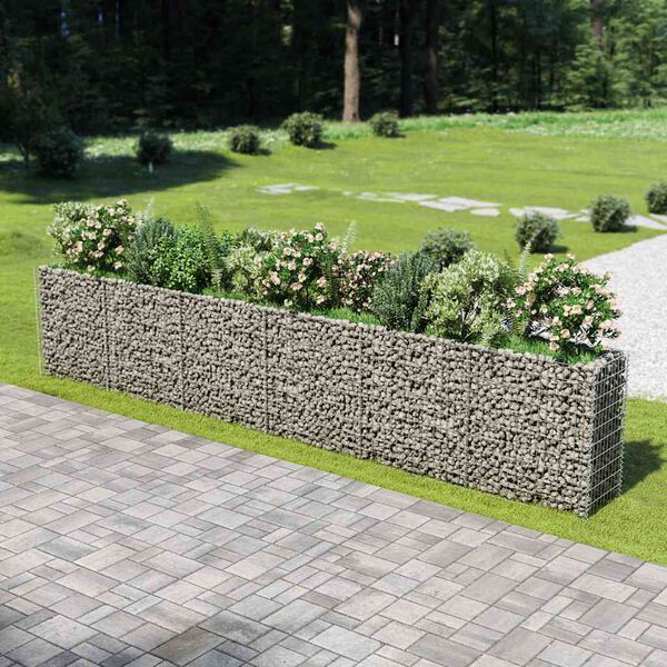 vidaXL Lit sur&eacute;lev&eacute; &agrave; gabion Acier galvanis&eacute; 540x50x100 cm