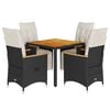 vidaXL Ensemble de bistro de jardin 5 pcs coussins noir poly rotin